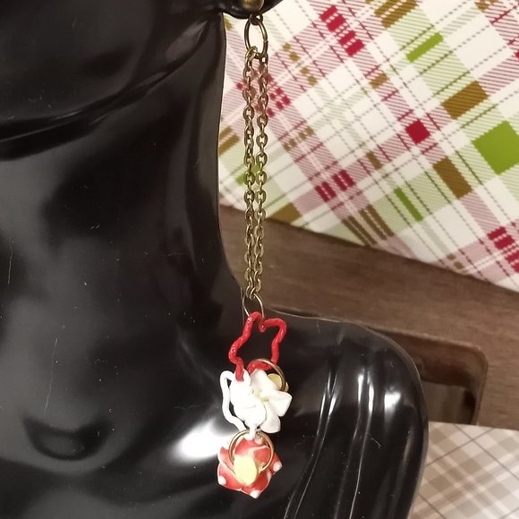 Home made/handmade Metal Dangle Stud Earrings with Acrylic Flowers #39 - Picture 12 of 15